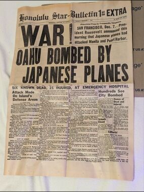 Vintage Commemorative Honolulu Star-Bulletin Pearl Harbor Reprint